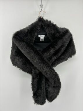 Katherine Barclay Luxurious Black Faux Fur Pull Thru Scarf Wrap